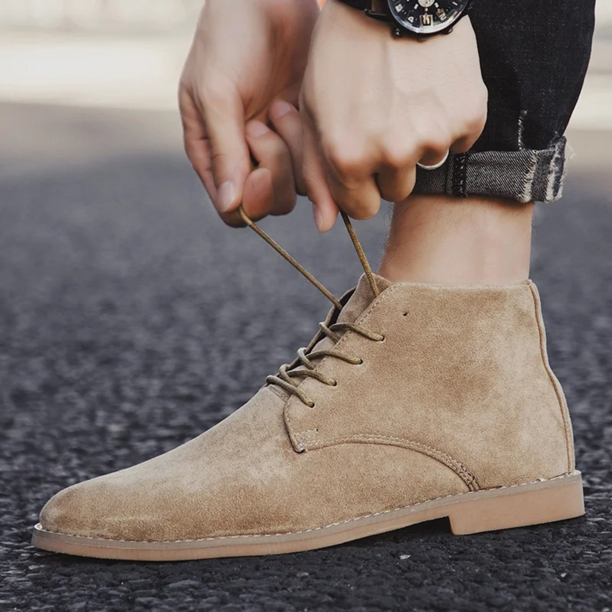 The Dockside Men’s Casual Suede Lace Up Ankle Boots — 12