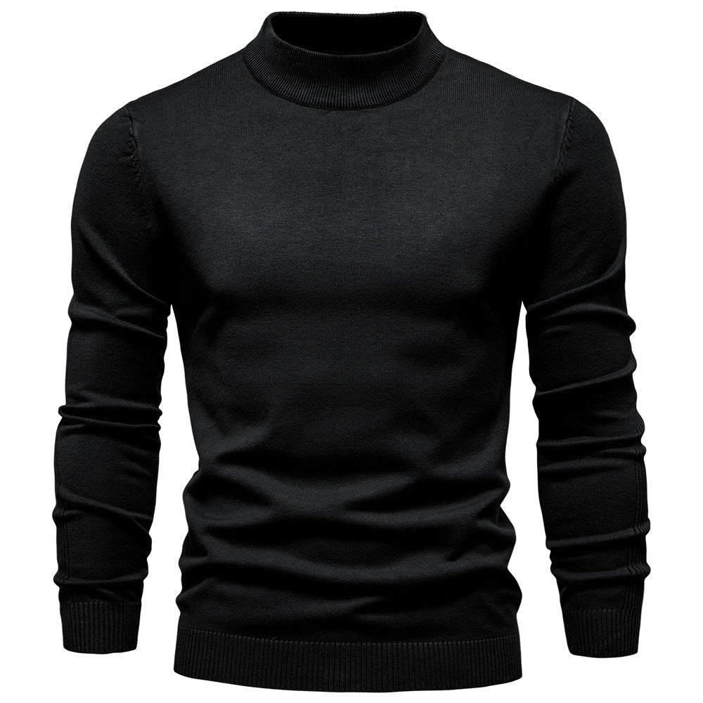 Pull à col roulé pour hommes en doux matériau tricoté avec une fine structure côtelée — 17
