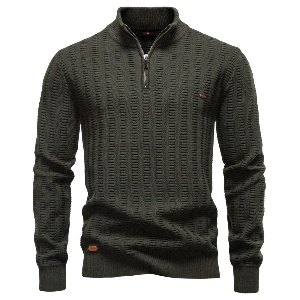 Pull pour hommes avec design structuré et demi-zip — 8