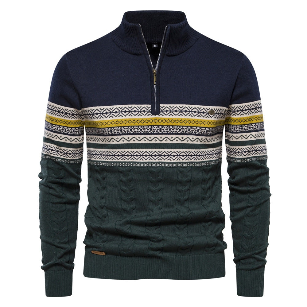Pull pour hommes avec fermeture éclair moderne et motifs colorés attrayants — 9
