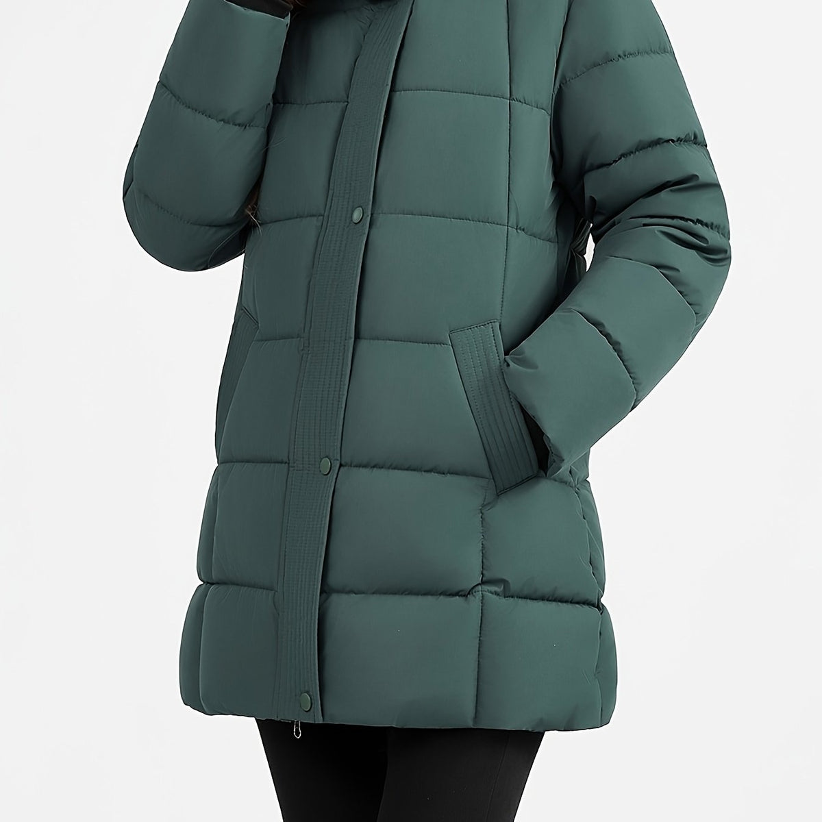Nouveau manteau d'hiver rembourré pour femmes, mode élégant, coupe slim, idéal pour le bureau, les trajets quotidiens, cadeau de Noël, veste avec grande capuche côtelée - Vêtement d'extérieur rembourré — 14