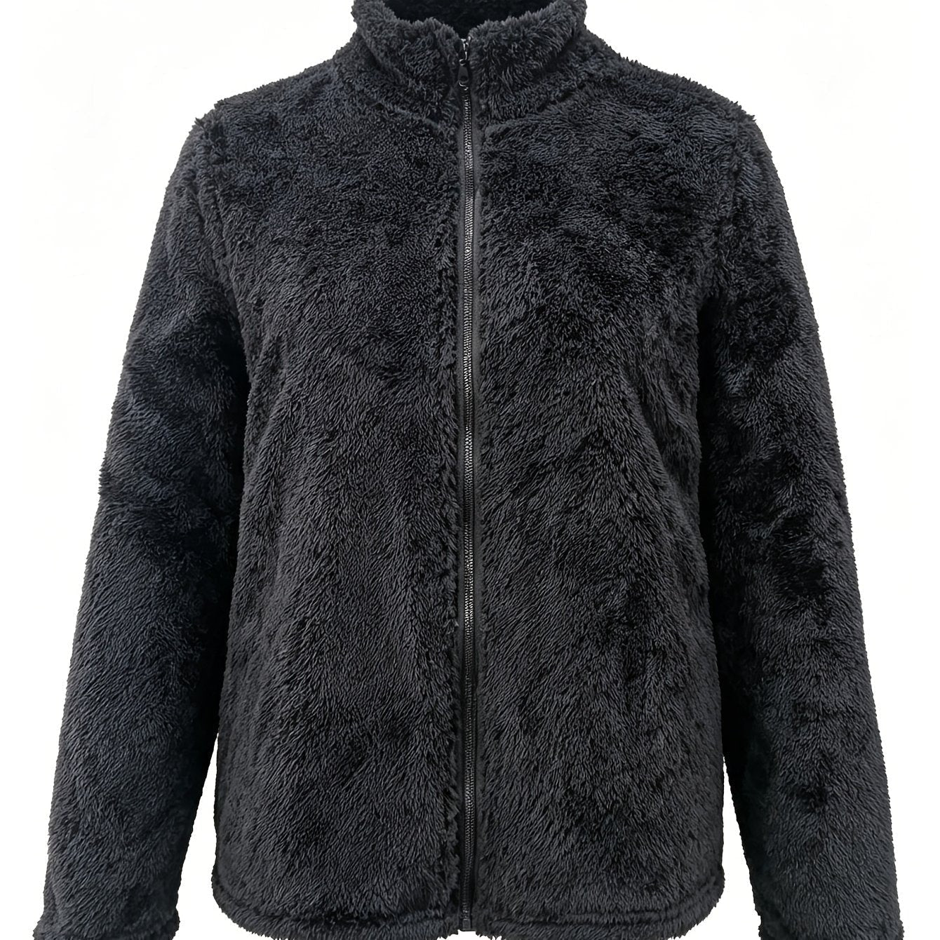 Manteau Épais en Peluche Zippé Slim pour Femmes, Vêtement d'Extérieur Chaud d'Automne à Col Rond Uni pour les Trajets et les Voyages — 12