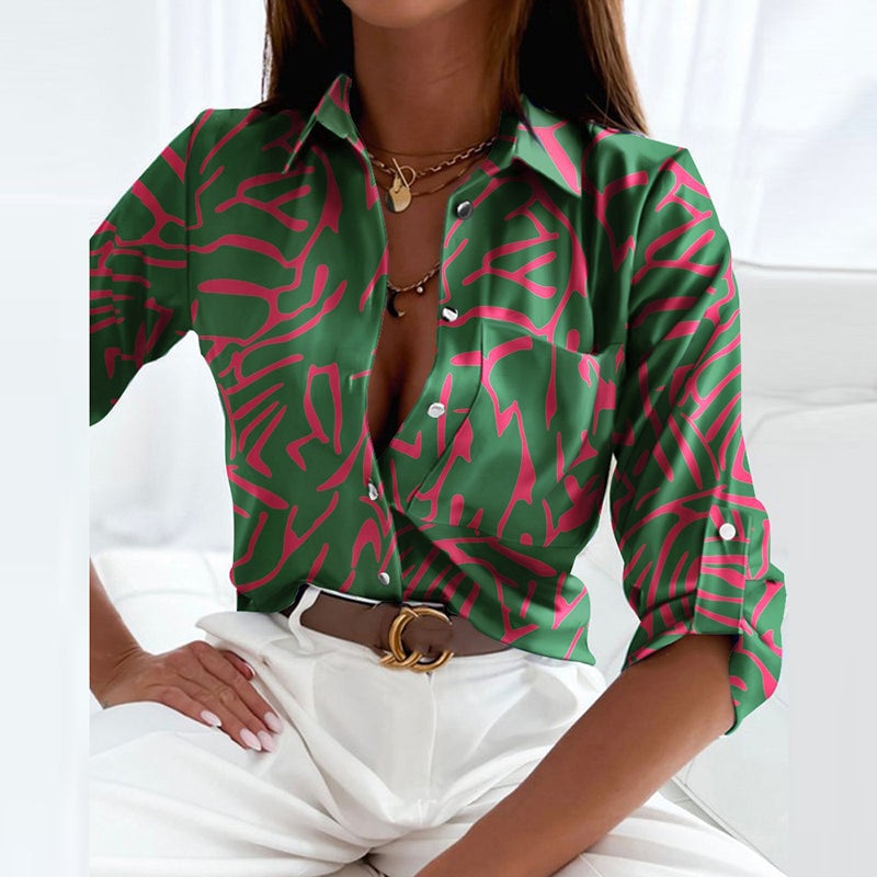 Fenna | Dames Print Blouse met Omslagkraag — 17