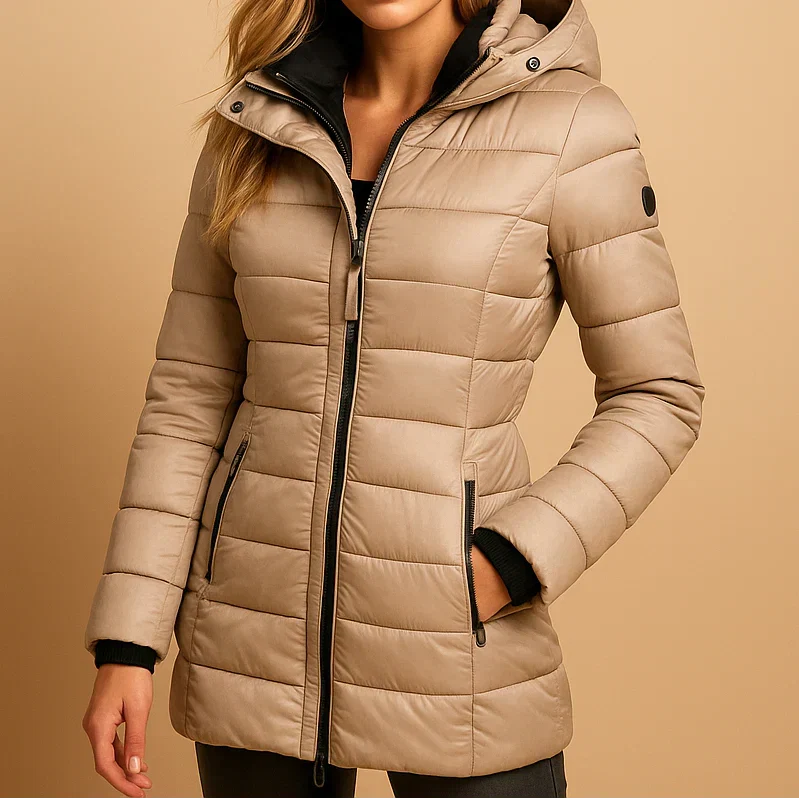 Elise | Parka à Capuche Matelassée Mi-Longue pour Femme