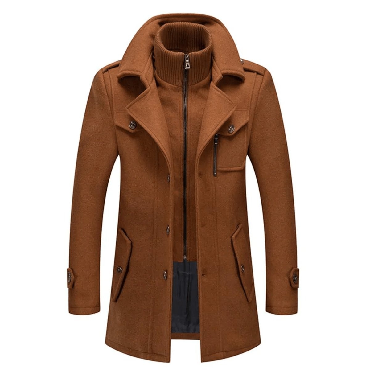 Caleb | Manteau en laine mélangée à double couche pour homme — 5