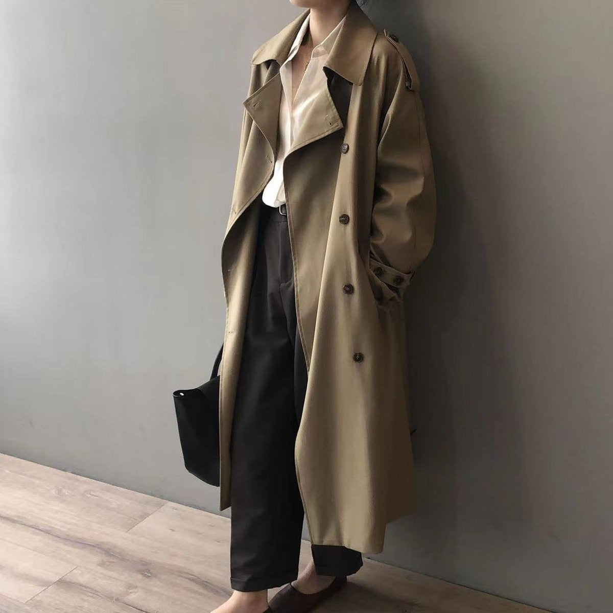 Charlotte | Women's Oversized Double-Breasted Water-Repellent Long Trench Coat — 5
