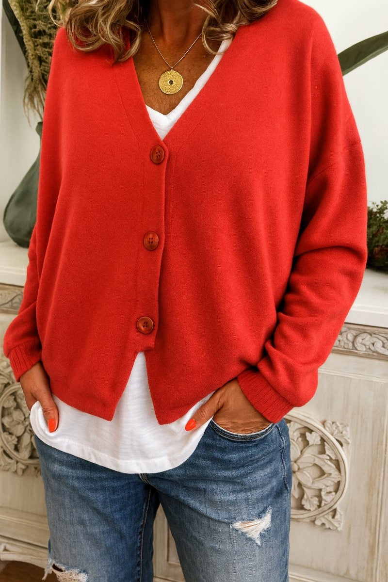 Layla | Women's Relaxed-Fit V-Neck Button-Front Cardigan Sweater — 6