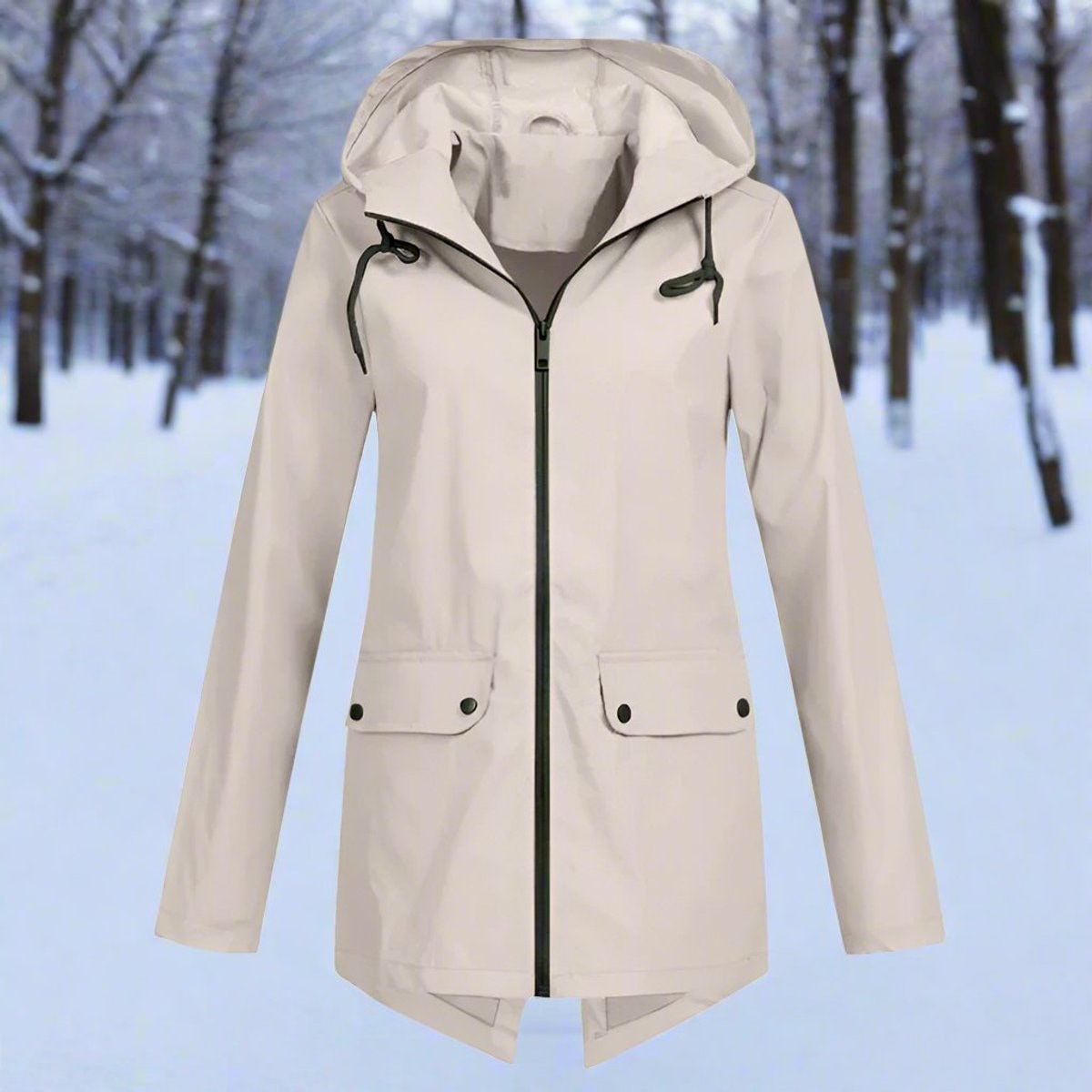 Isabella | Women's Waterproof Hooded Zip-Up Rain Jacket Adjustable Cuffs Pockets — 18