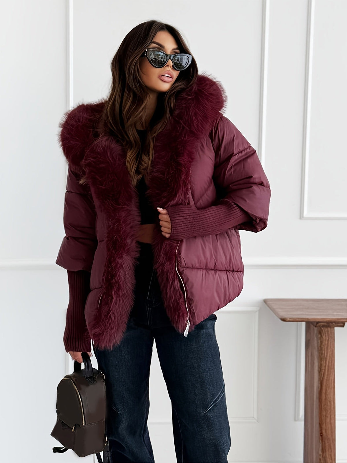 Manteau d'hiver élégant pour femmes, épais et chaud, style ample avec fermeture éclair, pour automne et hiver — 2