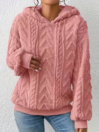 Sweat à capuche décontracté pour femme, nouvelle collection automne-hiver 2025, doublé polaire confortable, couleur unie — 5