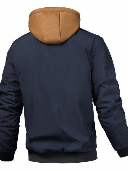 Veste à capuche unie pour homme - Coupe ample avec fermeture éclair intégrale, doublure complète pour printemps/automne/hiver, veste décontractée (sans ceinture requise) — 6