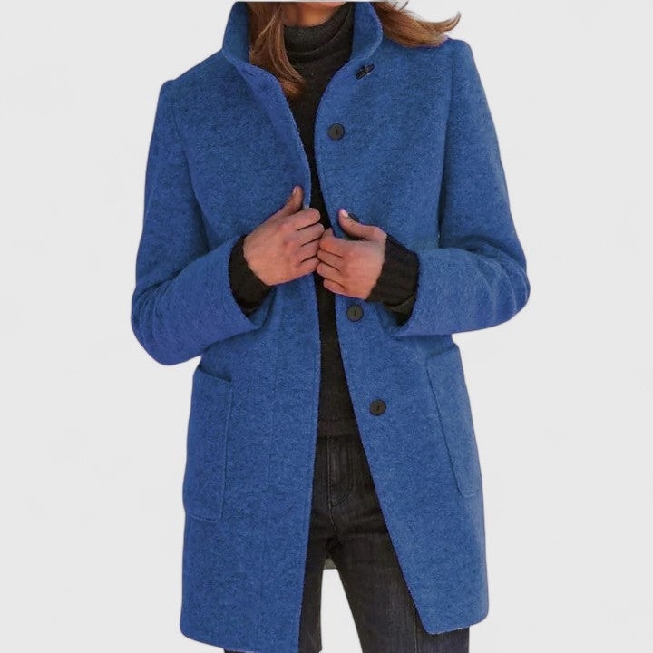 Camille | Manteau Mi-Long Cintré à Col Chemise pour Femme