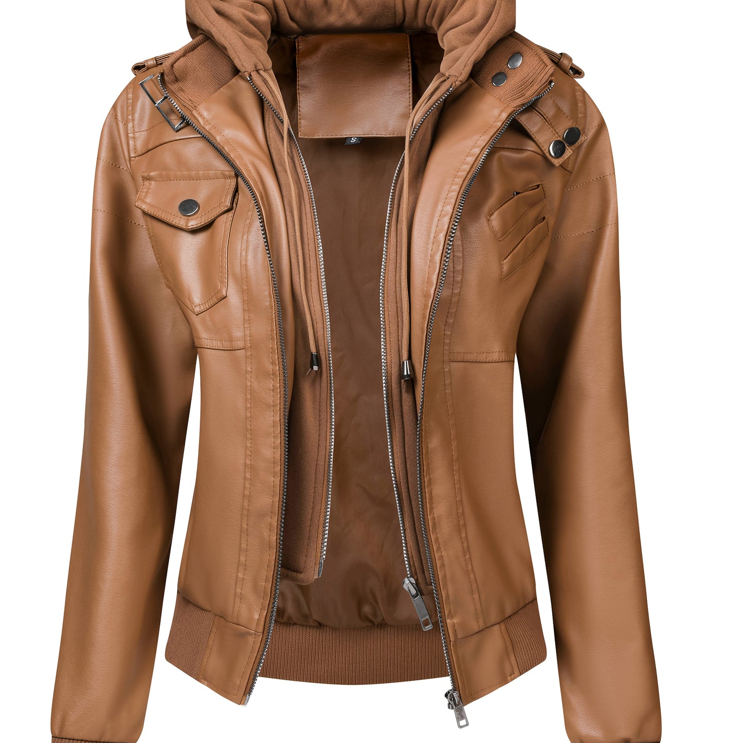 Veste 2-en-1 Femme Unie pour Printemps/Automne/Hiver – Veste Moto — 5