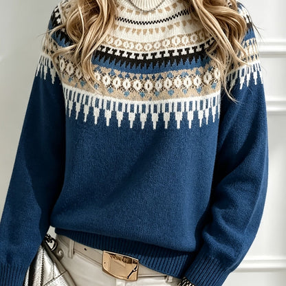 Camille | Pull en Maille Col Rond Uni Décontracté