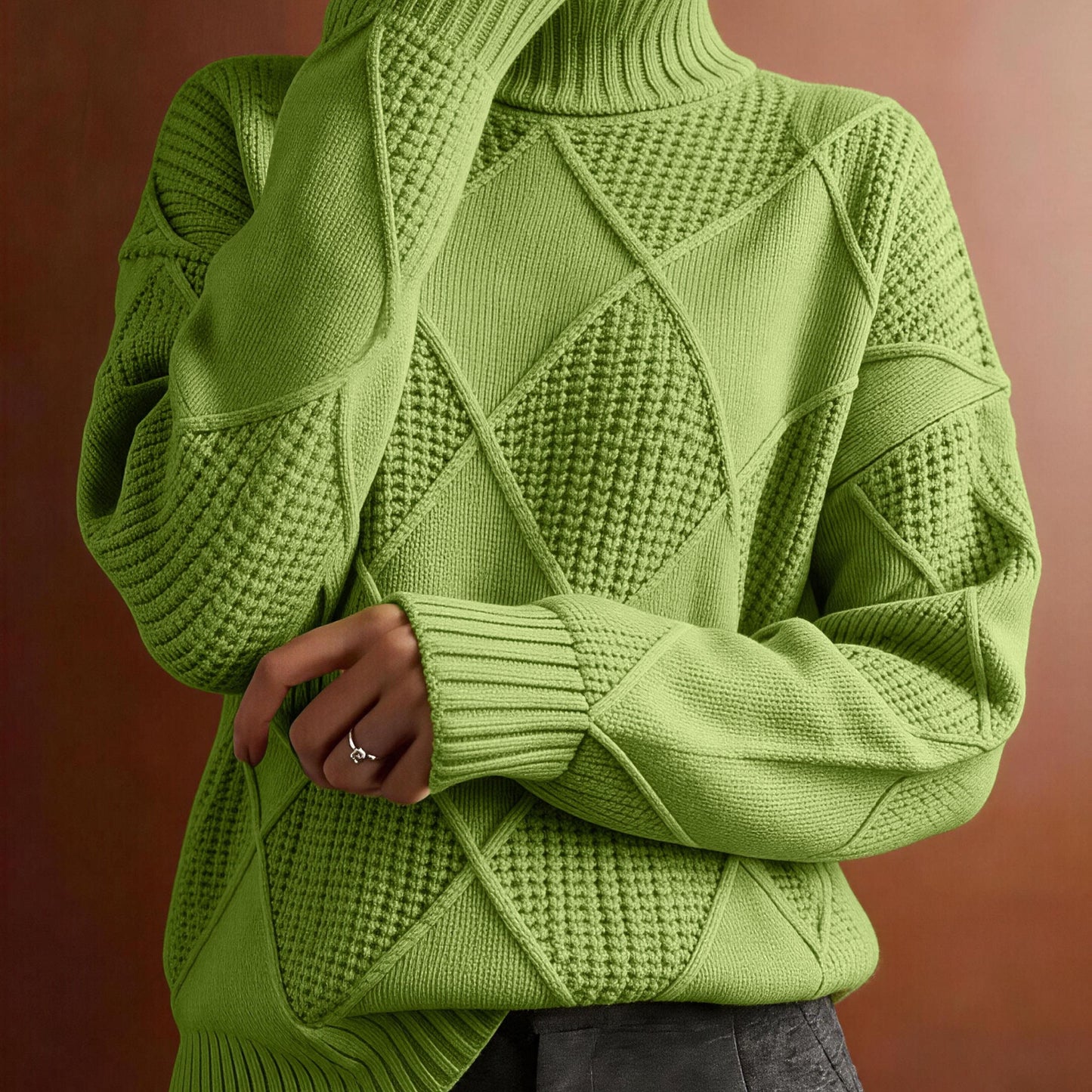 Grande Taille - Pull à Col Montant Décontracté Grande Taille — 17
