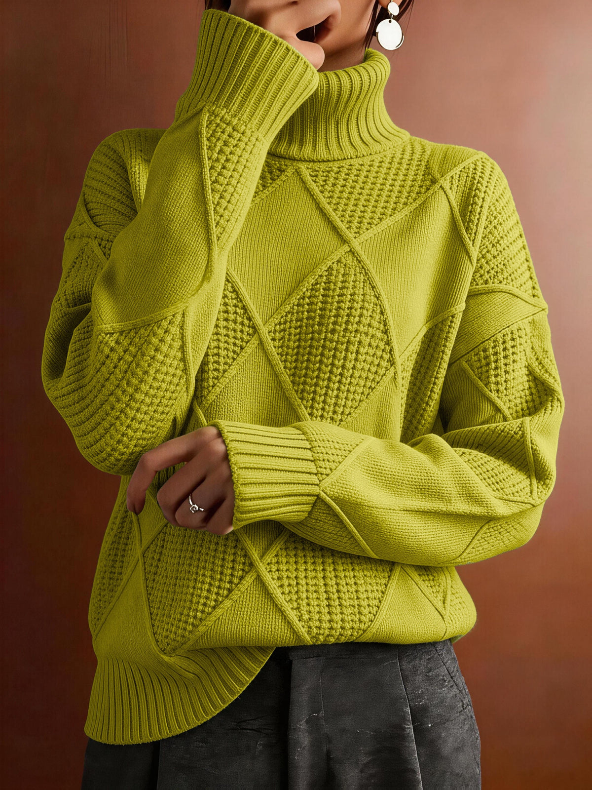 Grande Taille - Pull à Col Montant Décontracté Grande Taille — 8