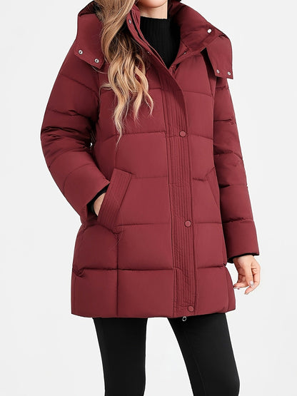 Nouveau manteau d'hiver rembourré pour femmes, mode élégant, coupe slim, idéal pour le bureau, les trajets quotidiens, cadeau de Noël, veste avec grande capuche côtelée - Vêtement d'extérieur rembourré — 1