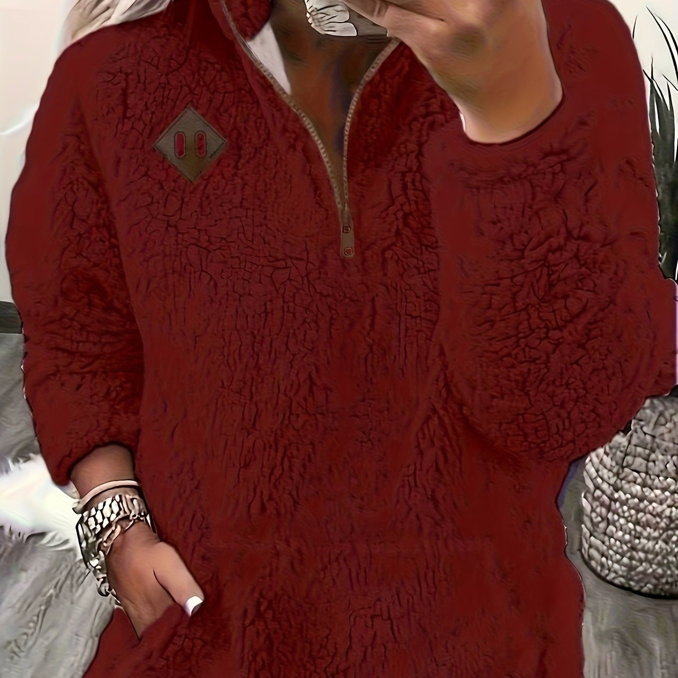 Haut sweat-shirt à la mode et élégant avec fermeture éclair et petit col montant — 15