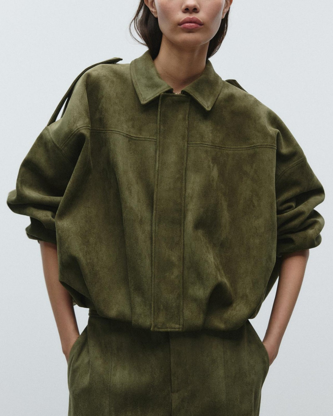 Dames Leren Jas Suede Oversized Warm — 7