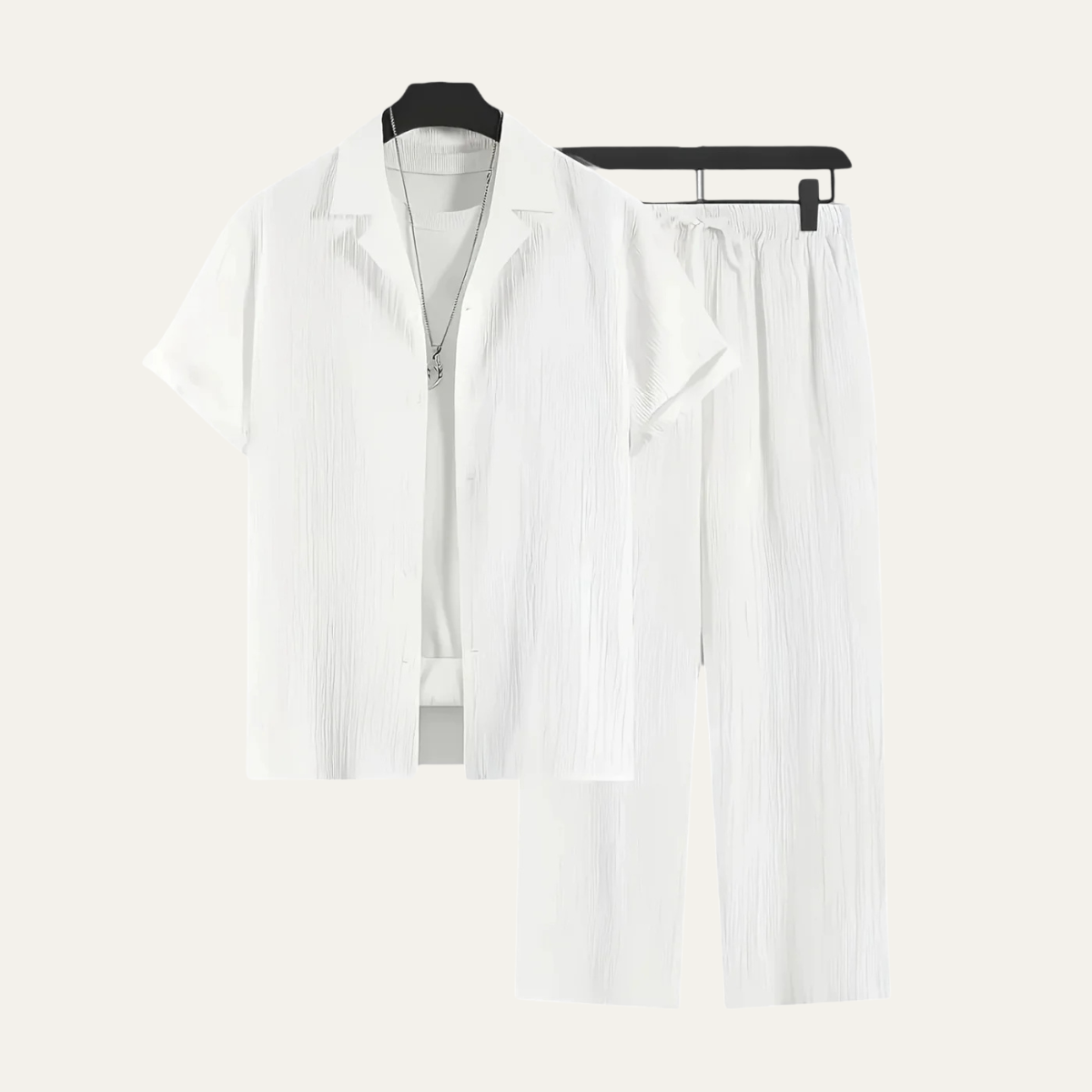 Le Set Dervio pour Hommes en Lin – Chemise Boutonnée Légère & Pantalons Décontractés — 7