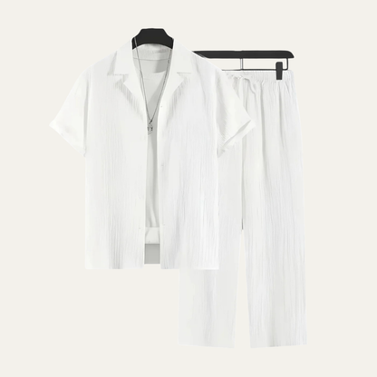 Le Set Dervio pour Hommes en Lin – Chemise Boutonnée Légère & Pantalons Décontractés — 7