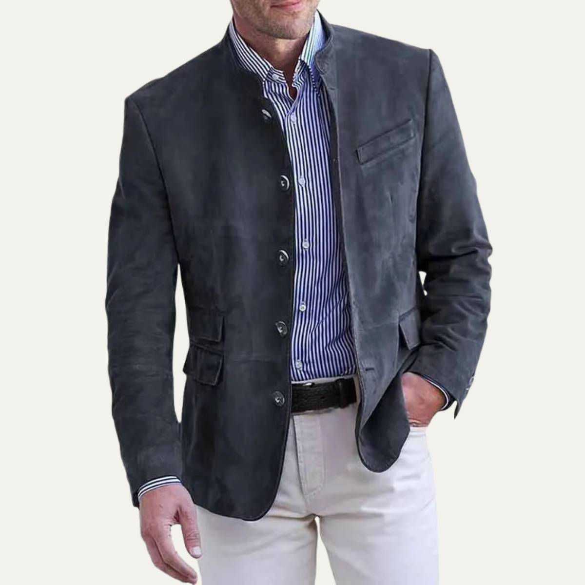 La Veste Blazer en Suède Décontractée pour Homme Belmont – Manteau à Boutonnage Simple — 4