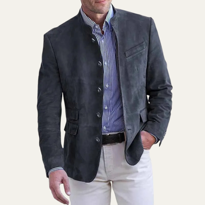 La Veste Blazer en Suède Décontractée pour Homme Belmont – Manteau à Boutonnage Simple — 4
