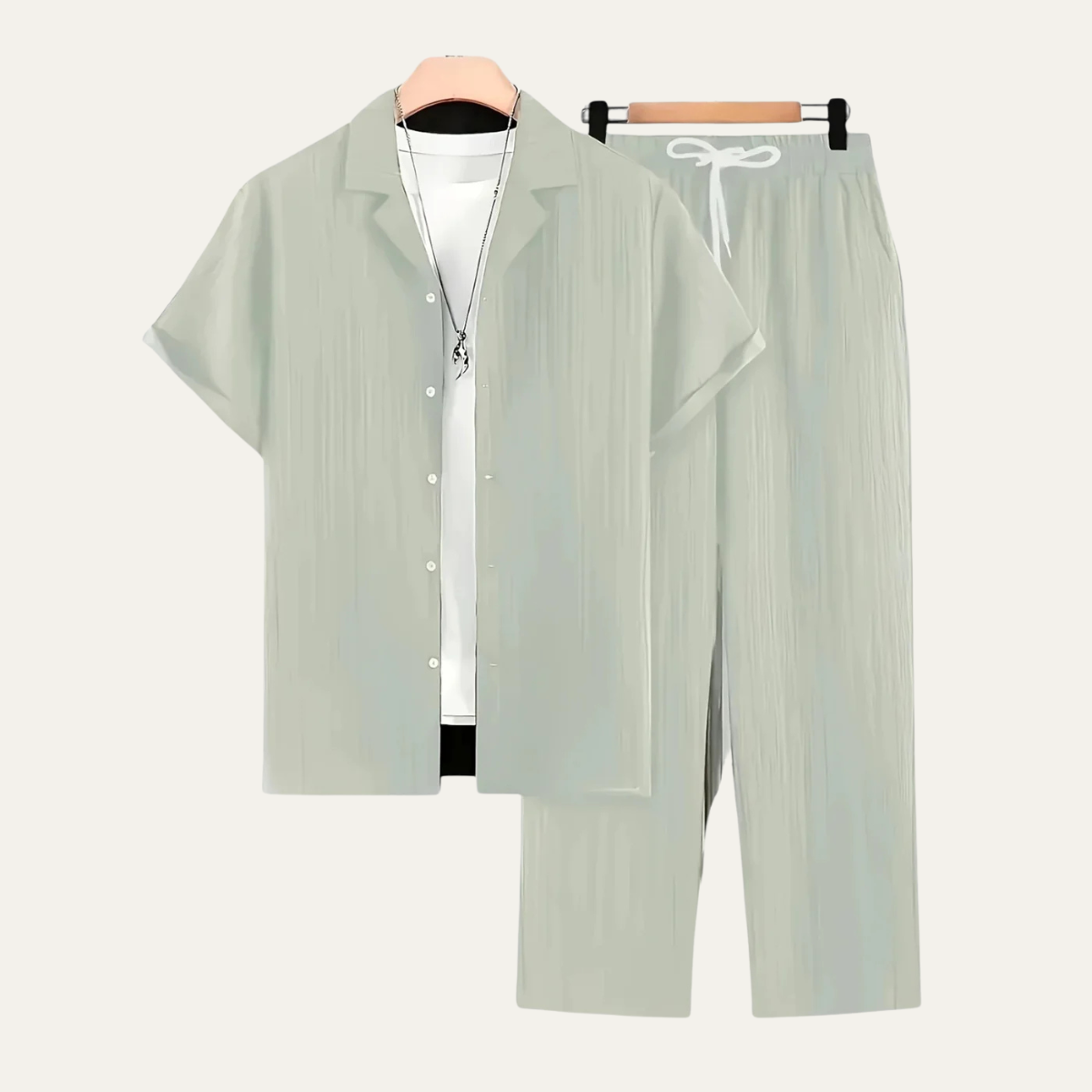 Le Set Dervio pour Hommes en Lin – Chemise Boutonnée Légère & Pantalons Décontractés — 9