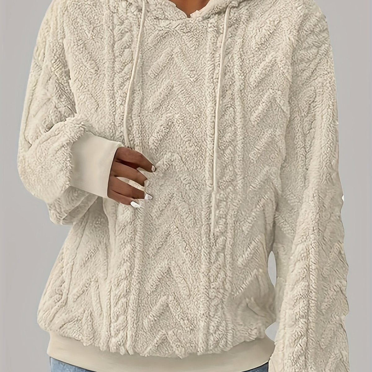 Sweat à capuche décontracté pour femme, nouvelle collection automne-hiver 2025, doublé polaire confortable, couleur unie — 13