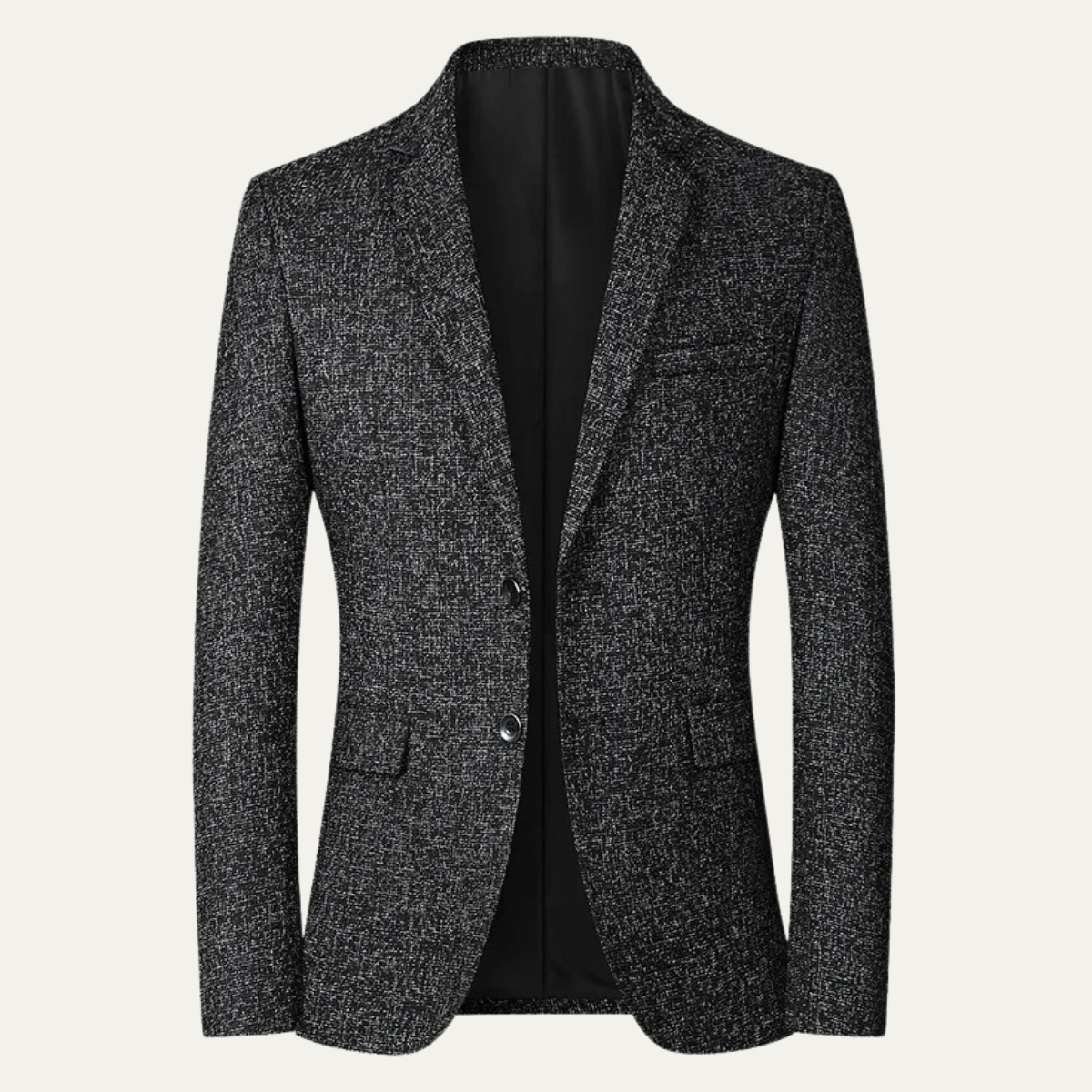 Marius | Blazer de Costume Ajusté à Revers Cranté pour Homme - Noir Texturé