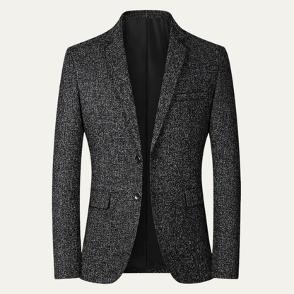 Marius | Blazer de Costume Ajusté à Revers Cranté pour Homme - Noir Texturé