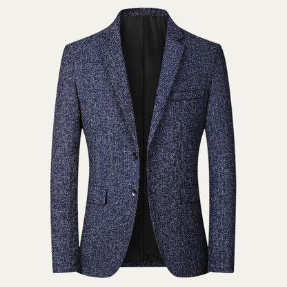 Marius | Blazer de Costume Ajusté à Revers Cranté pour Homme - Bleu Marine Moucheté