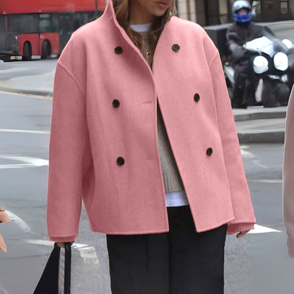 Rose | Manteau Caban Court à Boutonnage Croisé pour Femme
