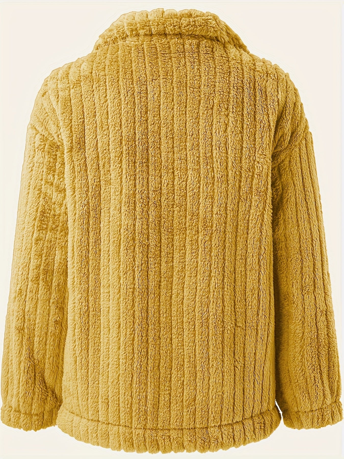 Veste décontractée à col retourné et manches longues en teddy pour femme — 6