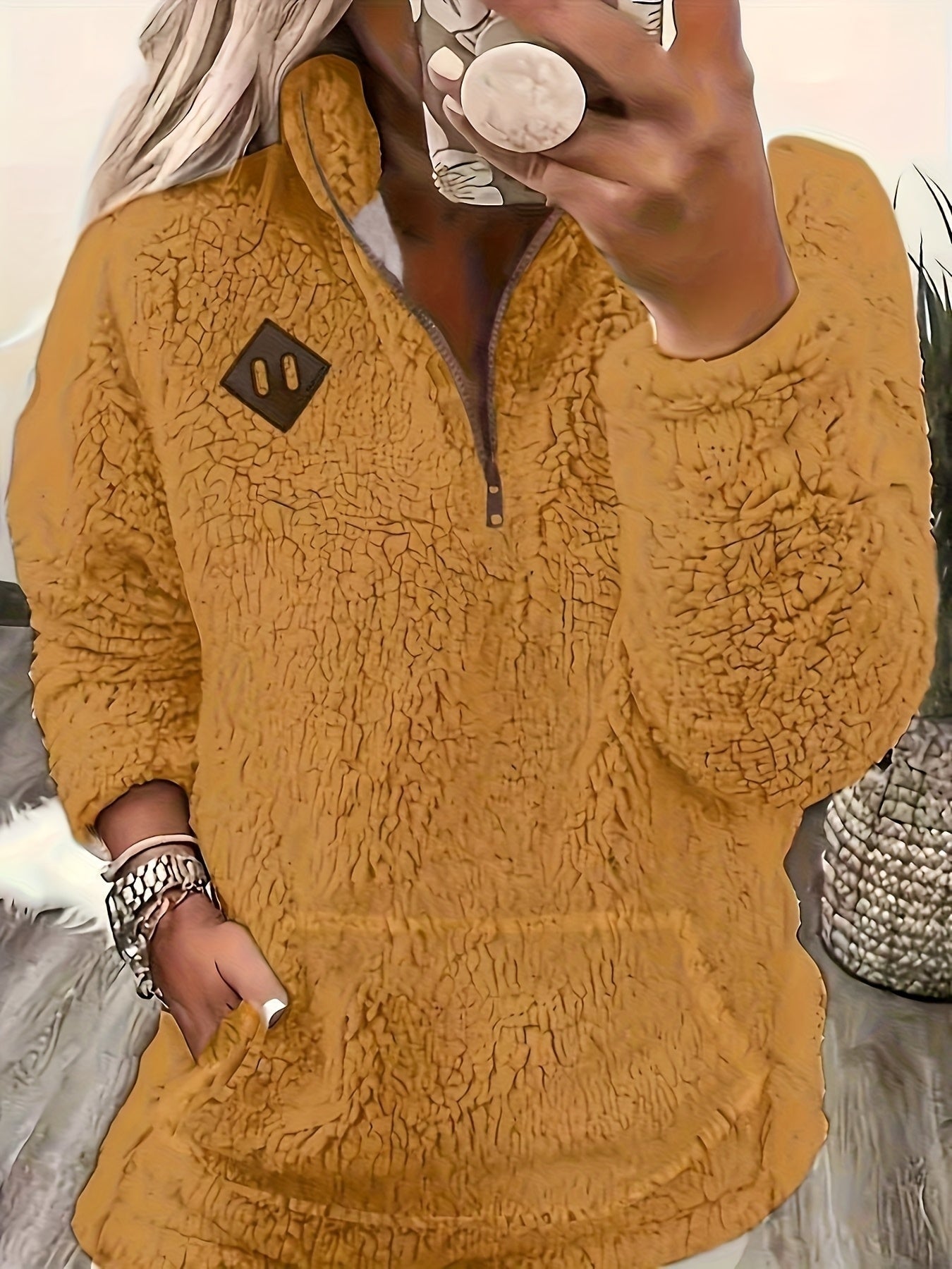 Haut sweat-shirt à la mode et élégant avec fermeture éclair et petit col montant — 5