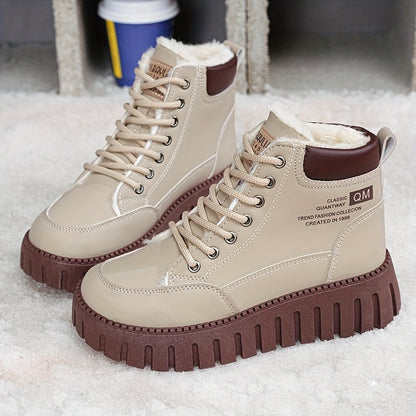 Bottes Montantes Hiver pour Femmes avec Doublure, Semelle Épaisse, Baskets Confortables et Décontractées, Chaussures pour Femmes — 8