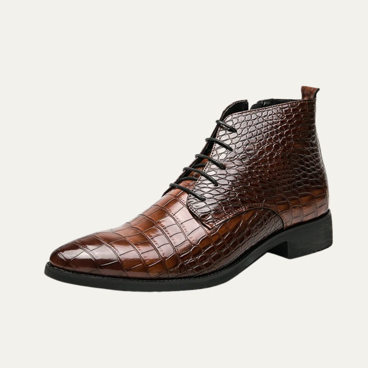 The Orvieto Men’s Crocodile Pattern Leather Ankle Boots - Brown — 1