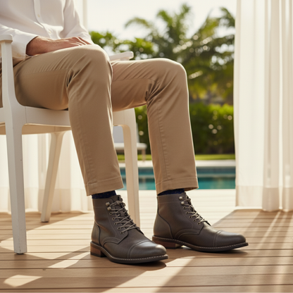 The Porto Cervo Men’s Durable Leather Lace Up Ankle Boots — 12