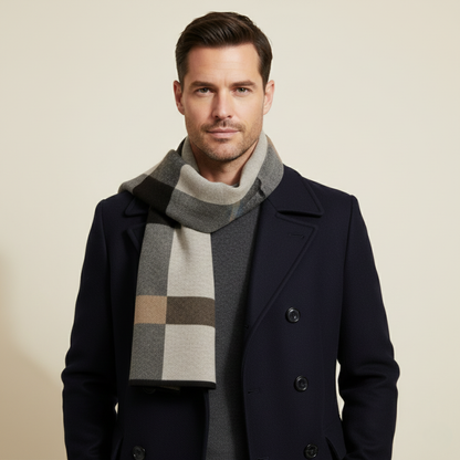 The Highgate Men's Classic Knit Plaid Scarf — 2