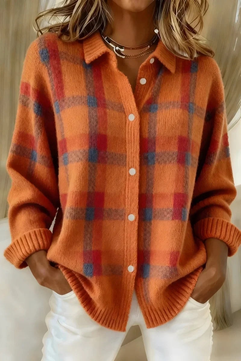 Megan | Cardigan à carreaux en tricot