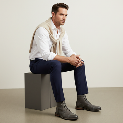 The Porto Cervo Men’s Durable Leather Lace Up Ankle Boots — 2