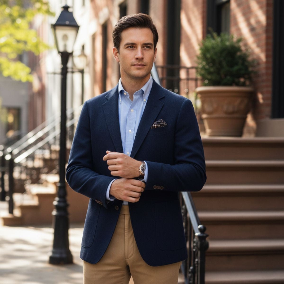 Veste Blazer en Laine Tweed à Rayures Herringbone pour Hommes Gravedona — 9