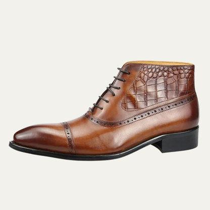 The Capo Vaticano Men’s Formal Leather Brogue Lace Up Ankle Dress Boots — 6