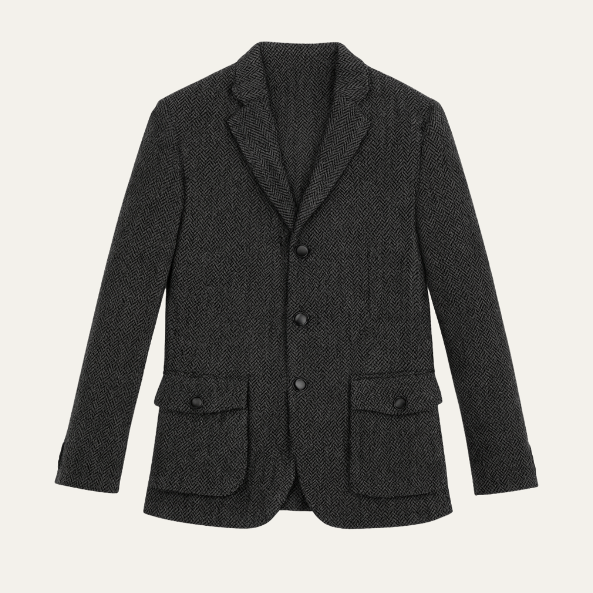 Le Blazer d'Affaires pour Hommes Ortisei en Tweed à Simple Boutonnage - Gris Foncé — 1