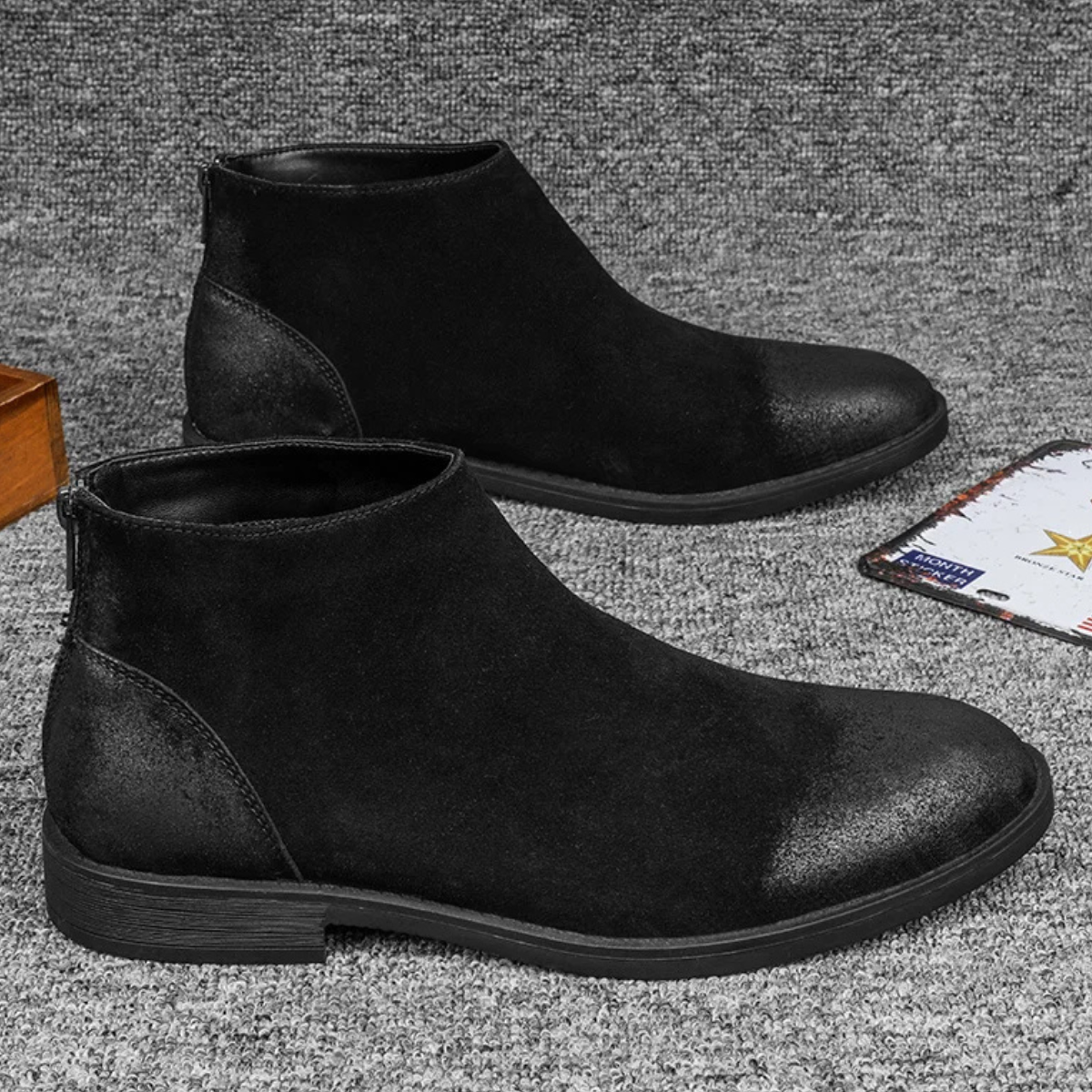 The Vicenza Men’s Zip Up Suede Leather Ankle Boots — 6