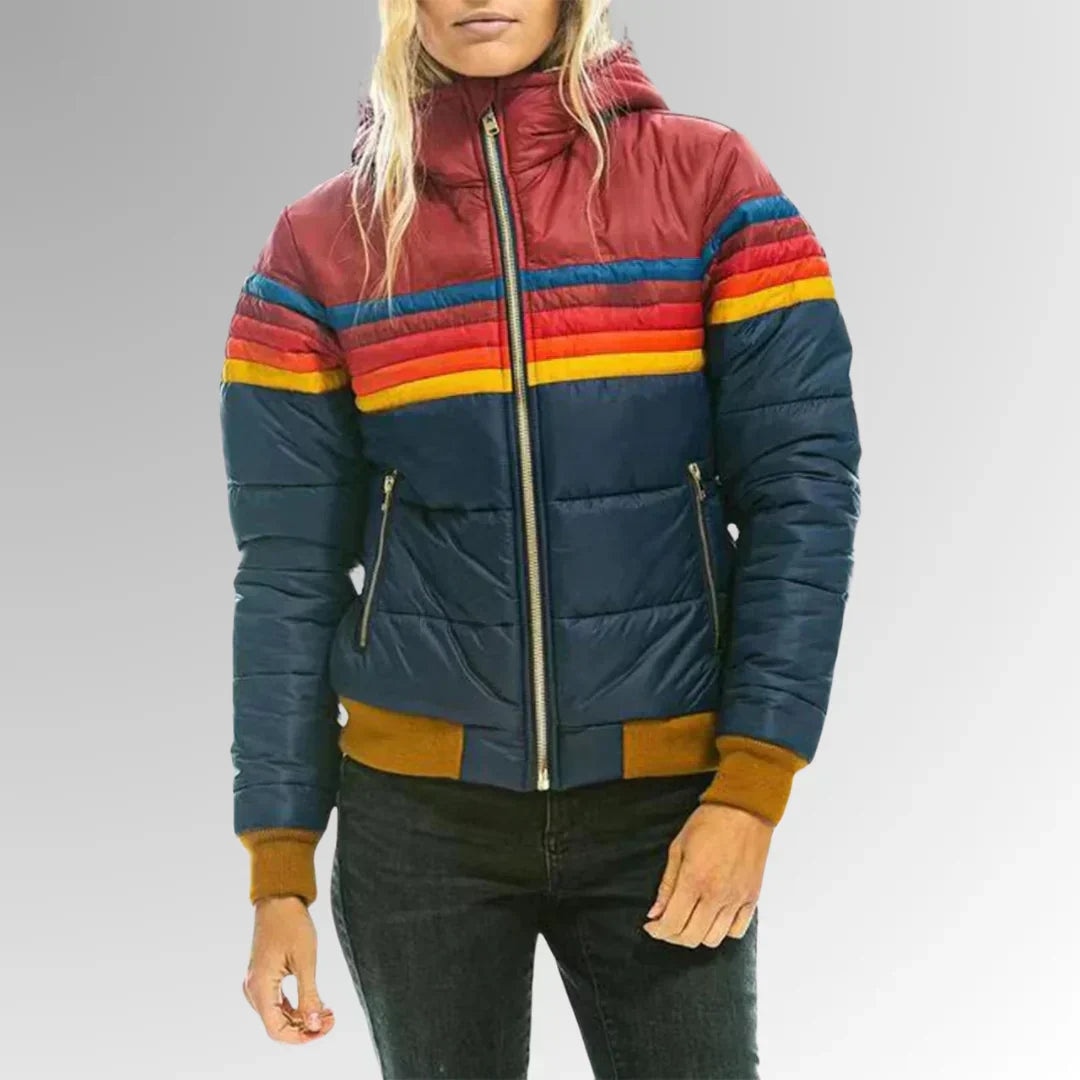 Sierra | Blouson Matelassé Rayé à Col Montant pour Femme