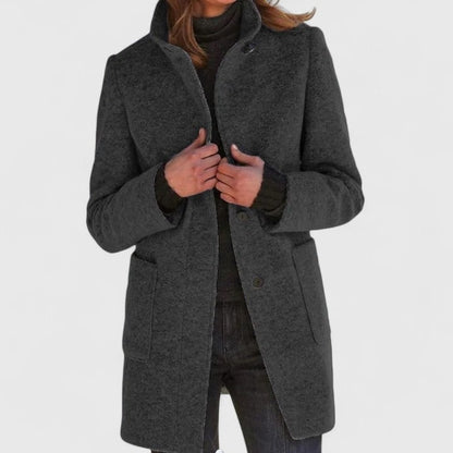 Camille | Manteau Mi-Long Cintré à Col Chemise pour Femme