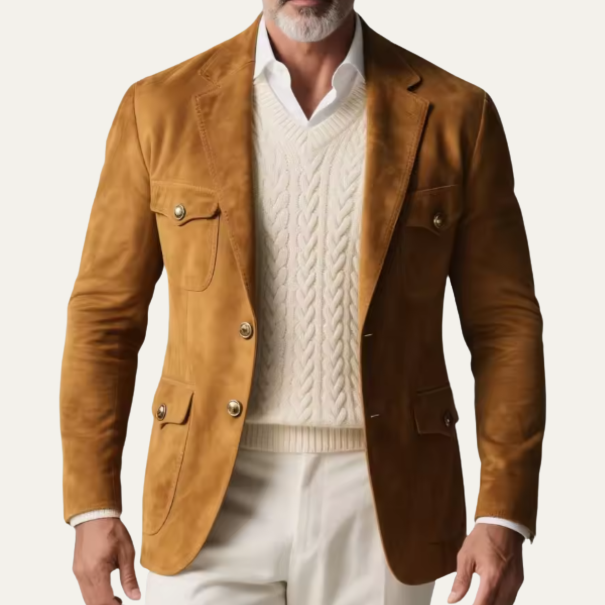 Le Blazer Décontracté Retro en Suède Multi Poches pour Hommes Soverato — 2