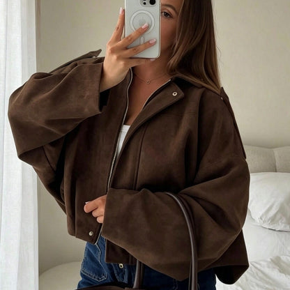 Manteau Femme Printemps Automne Nouveauté Mélange Couleur Unie Ambiant Manches Longues Mode Polyvalent Style Paresseux Veste — 6