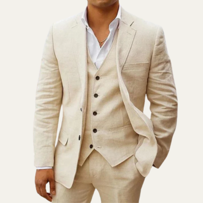Le Costume en Lin 3 Pièces pour Hommes Oakridge – Ensemble Classique Respirant d'Été — 3